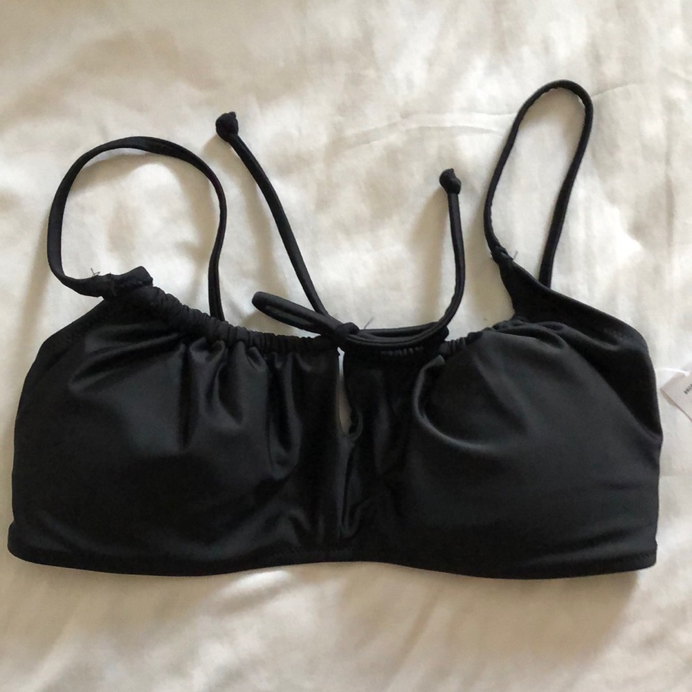 Old Navy Black Bikini Top – Adjustable Tie Front, Size Small